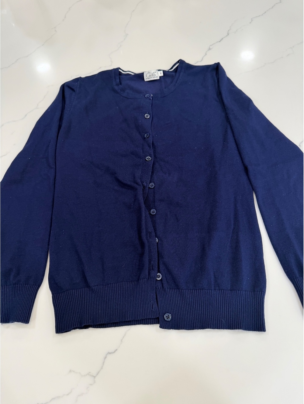 Womans Cielo Button Up Cardigan Sweater Navy Blue Size Medium